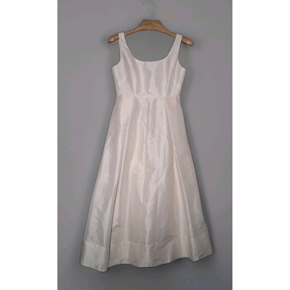 Karen Millen Petite Taffeta Full Skirt Tailored Midi Dress Size 6 US Cream NWT